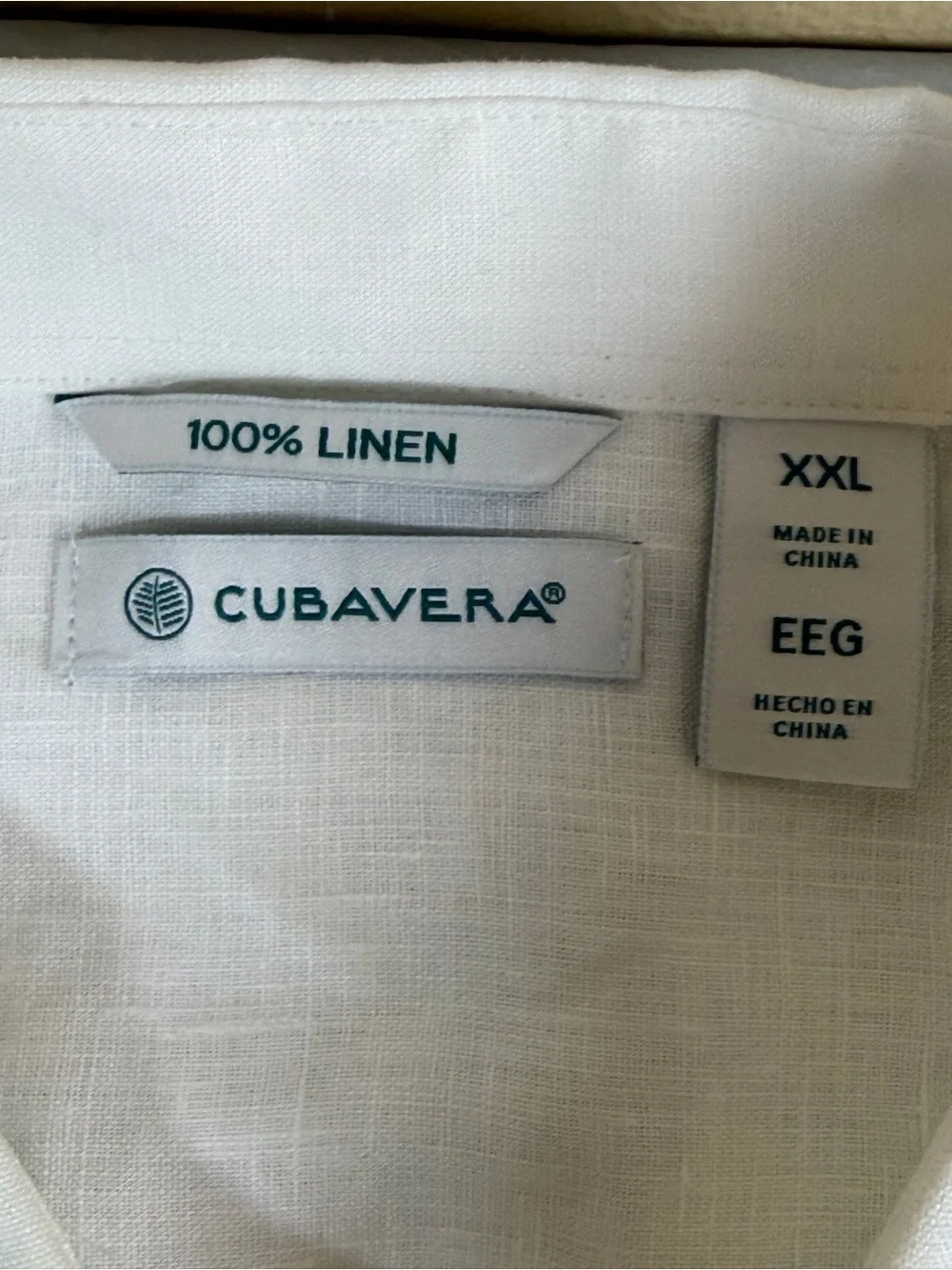 Cubavera Men's‎ Cream Short-Sleeve Button-Front Camp Shirt 100% Linen